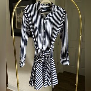 Polo by Ralph Lauren Navy Striped Cotton Panel Shirt Dress